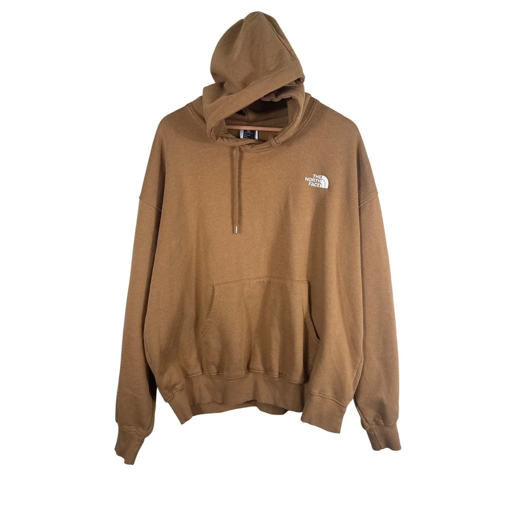 The North Face Men Size XL Brown Circular Design Fleece Sweatshirt Hoodie Jacket